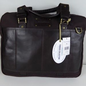 Tommy Bahama Tobago Leather Canvas Briefcase Bag
